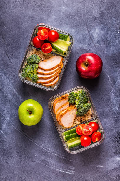 istock Healthy balanced lunch box with chicken, rice, vegetables 1130526204