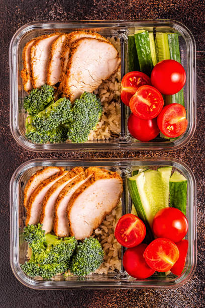 istock Healthy balanced lunch box with chicken, rice, vegetables 1130526223