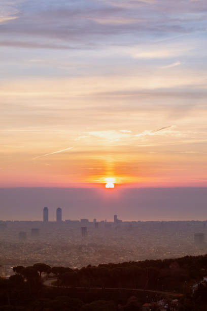 Barcelona's sunrise during winter, February