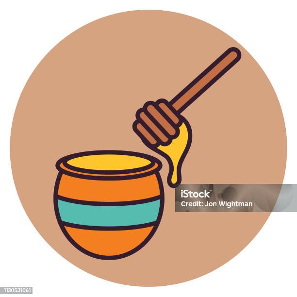 Honey Pot Thin Line Breakfast Icon Stock Illustration - Download Image Now - Honey, Drawing - Art Product, Art