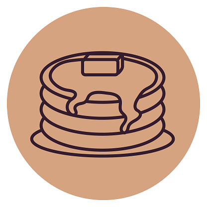 A thin line icon from a set of breakfast themed icons. Pancake.