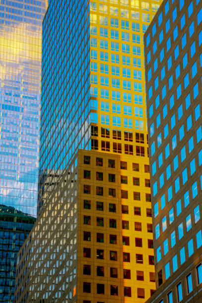 The sun reflection on the windows on the buildings in Battery Park City, in New York was stunning on October 20, 2018 at 02:49:21 pm