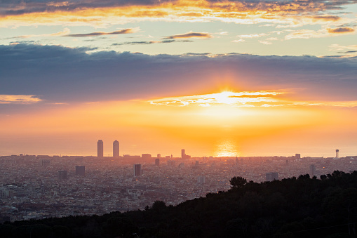 Barcelona sunrise from Collserola mountains