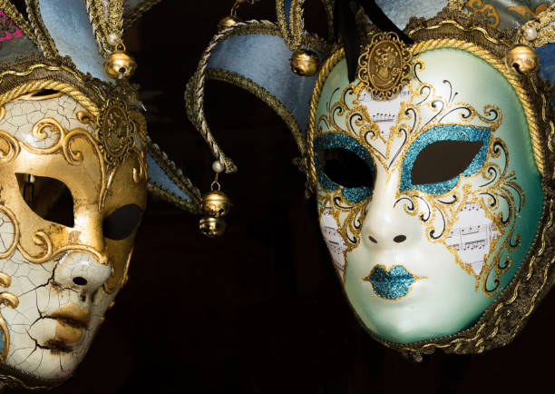 istock Carnival venetian masks on black background 1130534248