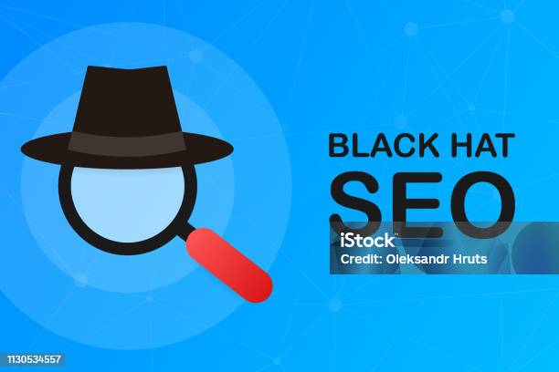 黒い帽子 Seo のバナーです拡大鏡およびその他の検索エンジン最適化ツールと戦術ベクトルの図 - 帽子のベクターアート素材や画像を多数ご用意 - 帽子, 黒色, Html