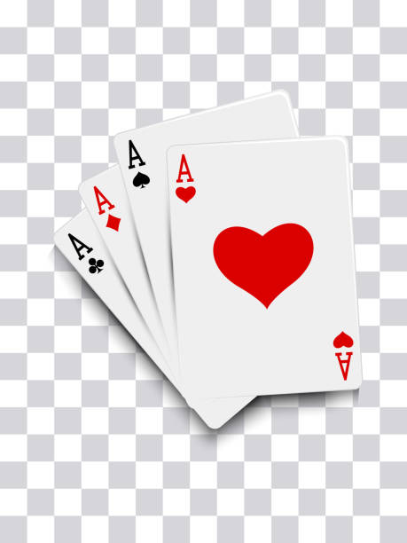 illustrazioni stock, clip art, cartoni animati e icone di tendenza di quattro carte da poker assi isolate su illustrazione vettoriale di sfondo trasparente - asso