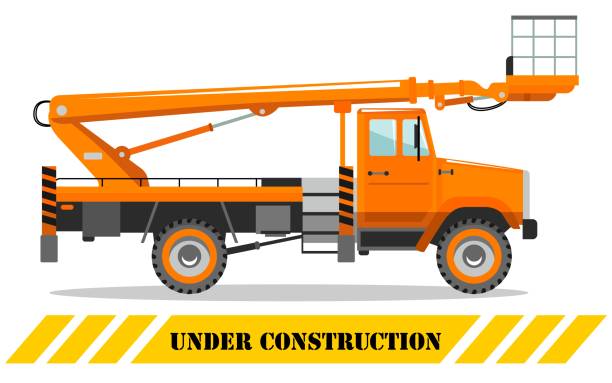 istock Aerial platform truck. Heavy construction machine. Building machinery. Special equipment. Vector illustration. 1130535699