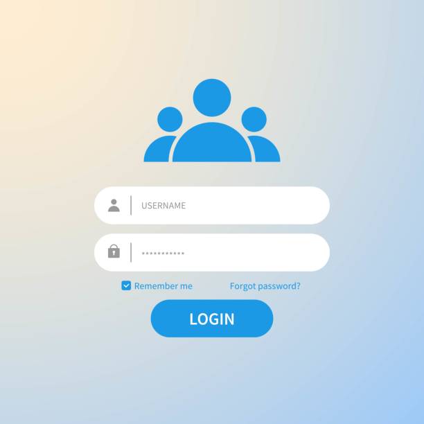 ilustrações, clipart, desenhos animados e ícones de registre o design da página. login form conta usuário senha identidade ui web log tela segurança perfil privacidade appinterface - log on