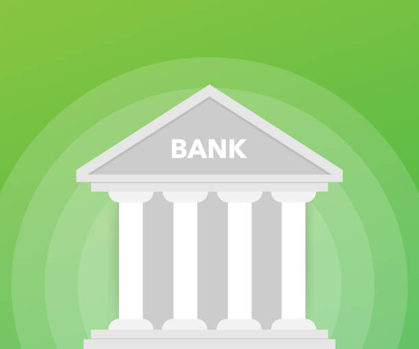 istock Bank building on green background. Flat style Bank icon. Vector illustration 1130535895