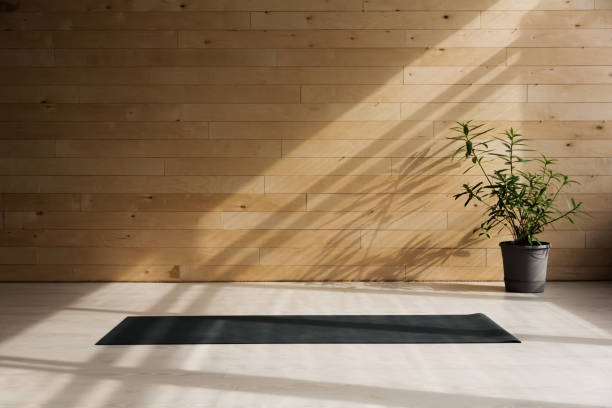 istock Gym with yoga mat interior 1130536162