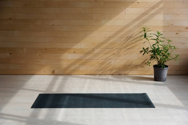 istock Gym with yoga mat interior 1130536181