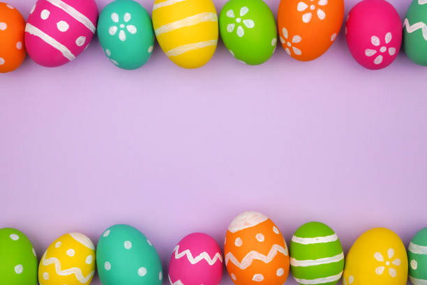 istock Colorful Easter Egg double border against a purple background 1130538213