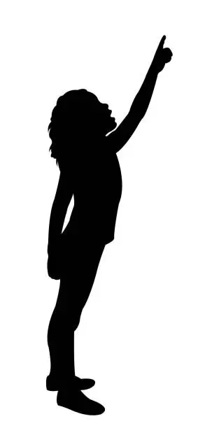 Vector illustration of A girl pointing finger, silhouette vector
