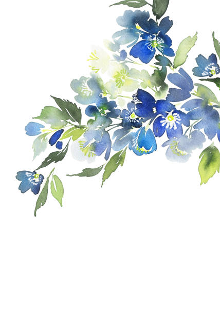 Ilustración de Tarjeta Acuarela Con Flores Azules Ramo Para Invitaciones De  Boda y más Vectores Libres de Derechos de Azul - iStock