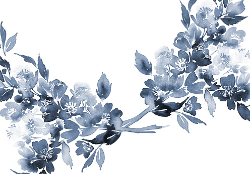 Ilustración de Tarjeta Acuarela Con Flores Azules Ramo Para Invitaciones De  Boda y más Vectores Libres de Derechos de Flor - iStock