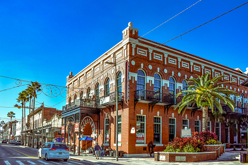 Ybor City Tampa Bay, Florida. January 19 , 2019  Panoramic view of Centro Espanol in 7th Ave.