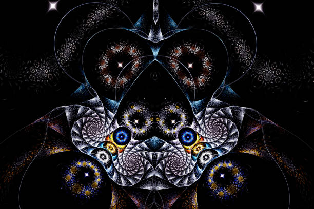 Abstract fractal art background illustration space geometry. Background consists fractal multicolor texture and suitable for use in projects imagination, creativity and design.