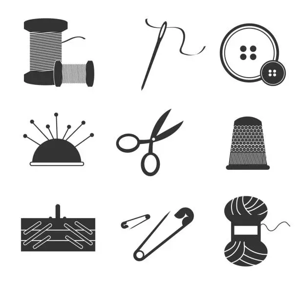 Vector illustration of Set icons mercerie