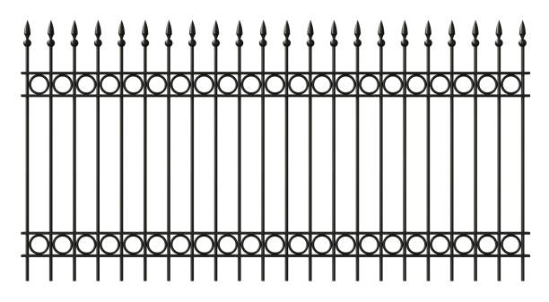 3d render of iron lattice fence isolated on white background