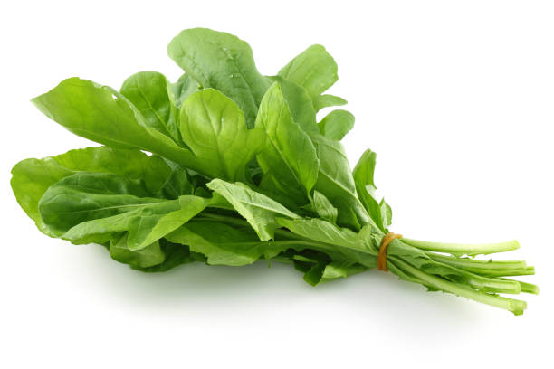istock Bunch of fresh arugula isolated on white 1130545137