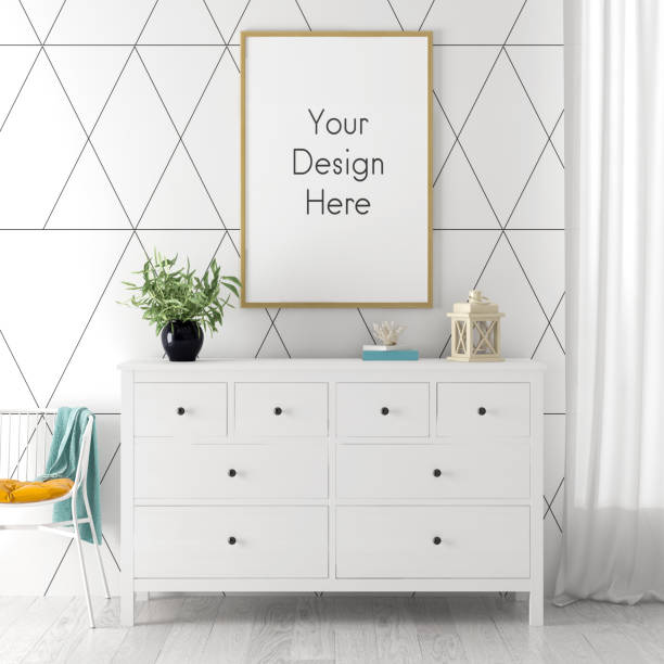 istock Interior of modern living room with commode 3D rendering 1130549536