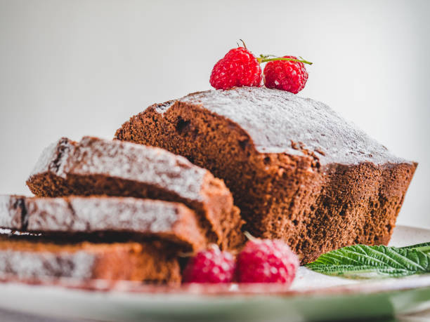 istock Chocolate cake, fresh berries and vintage plate 1130550351