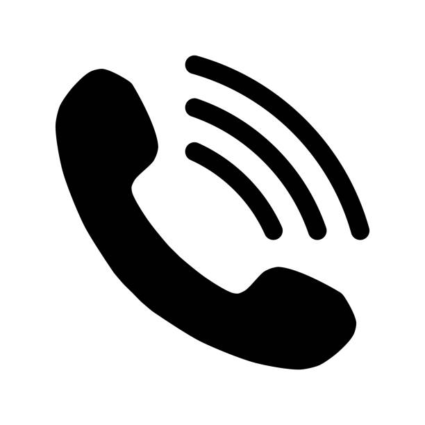 telefon z ikoną symbolu fal - czarny prosty, izolowany - wektor - telephone icon stock illustrations