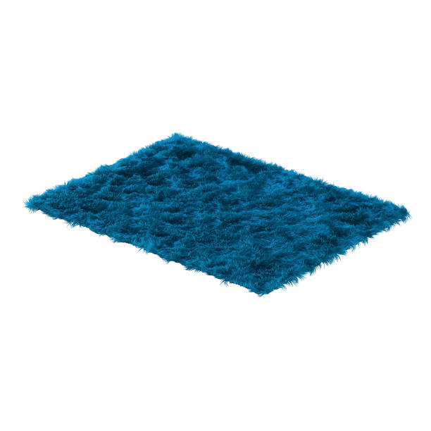 istock Blue fluffy fur carpet on a white background 3d rendering 1130552690