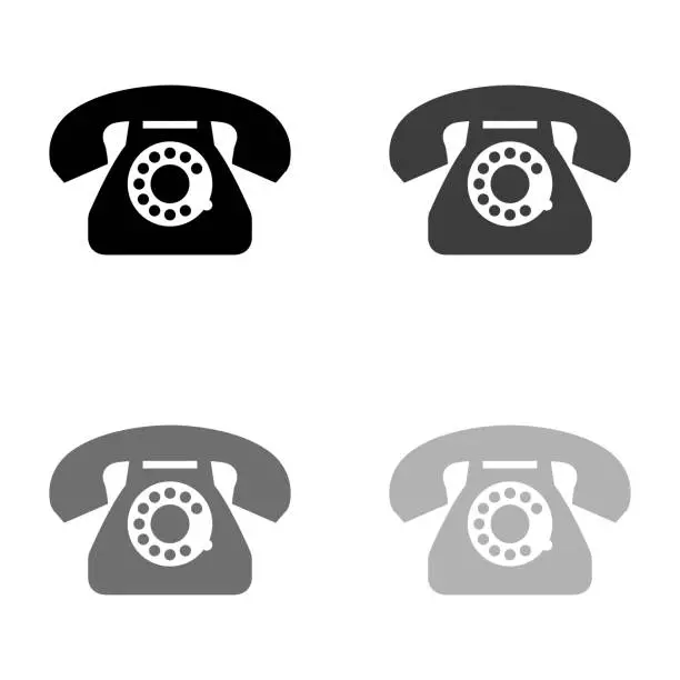 Vector illustration of telephone - black vector icon