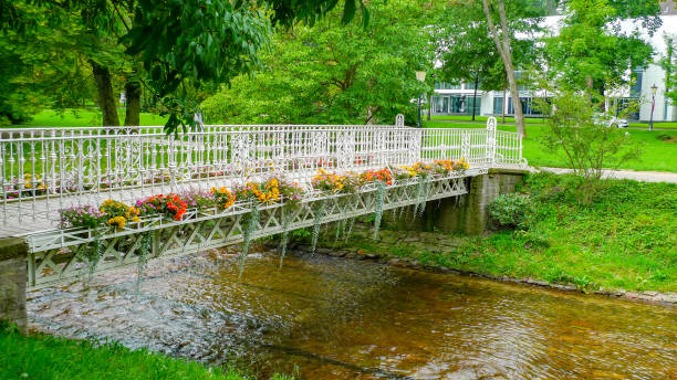 Bridge in beautiful park in the heart of Baden-Baden, Germany Baden-Baden, Germany. baden baden stock pictures, royalty-free photos & images