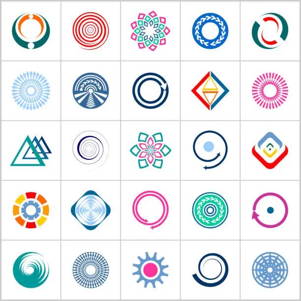 Vector illustration of Design elements set. Abstract color icons.