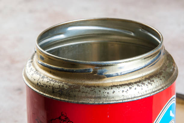 istock Old vintage red tin canister 1130558968