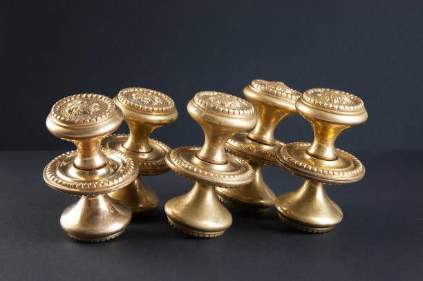 istock Vintage bronze door handles 1130559496