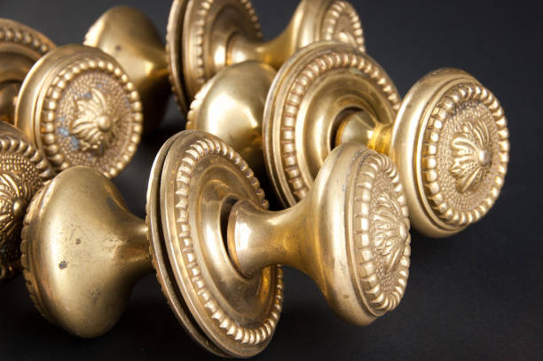 istock Vintage bronze door handles 1130559550
