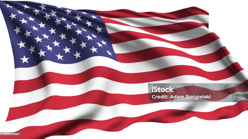 flag of the USA American flag with fabric structure in the wind American Flag Stock Photo