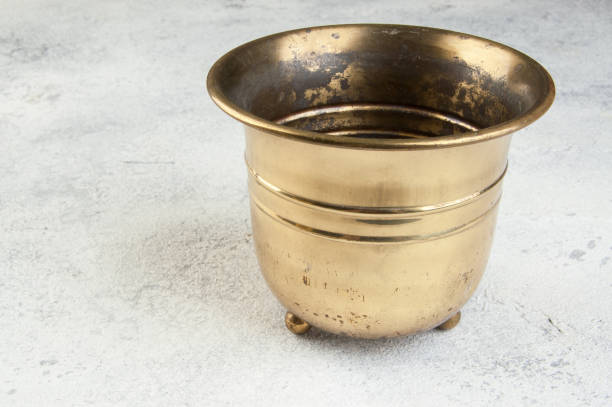 istock Vintage brass flower pot 1130559933