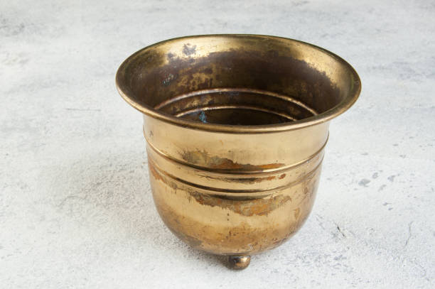 istock Vintage brass flower pot 1130562698