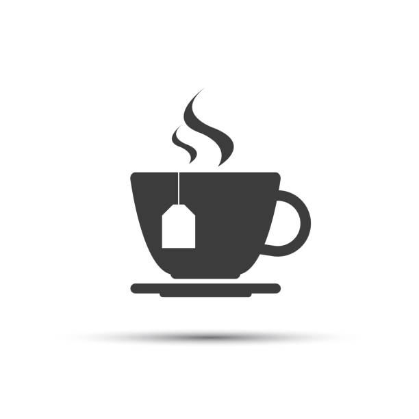 einfache moderne graue tasse tee vektor icon isoliert auf weißem hintergrund - tea cup stock-grafiken, -clipart, -cartoons und -symbole