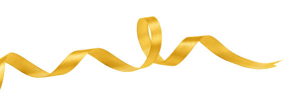 istock Wavy golden ribbon isolated on white. 1130565502