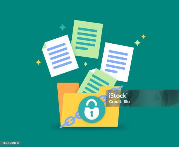 File Security Stock Illustration - Download Image Now - Privacy, Security, Data