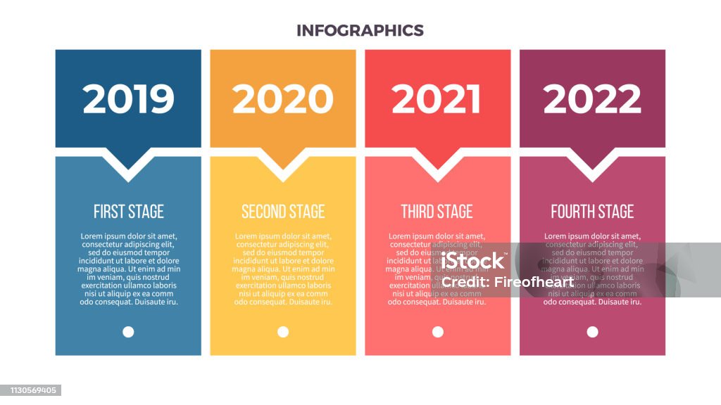 Business infographics. Process with 4 steps, options. Vector template. Infographic stock vector