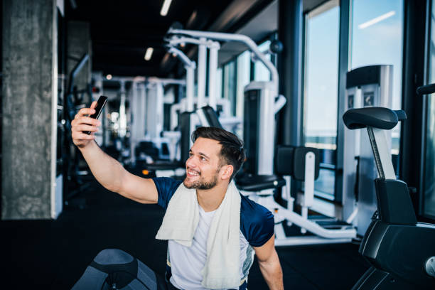 istock Smiling selfie at the gym. 1130569986
