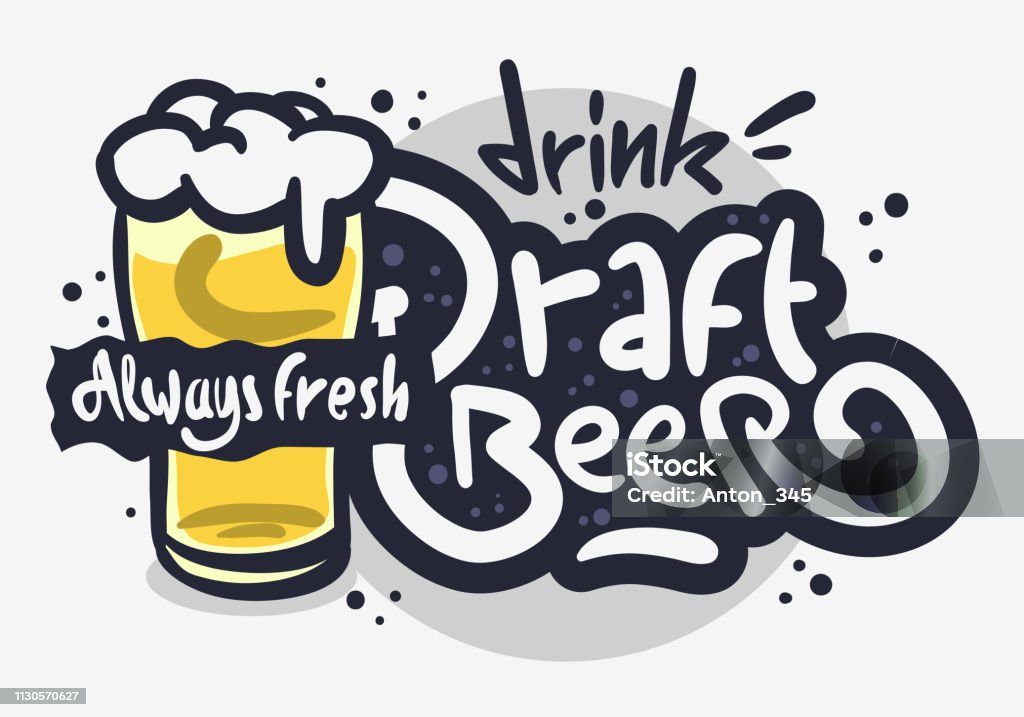 Draft Beer Visual Draft Beer Hand Drawn Vector Design On A White Background Stock ...