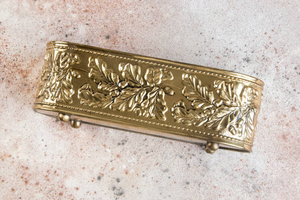 istock Vintage brass flower pot 1130572612