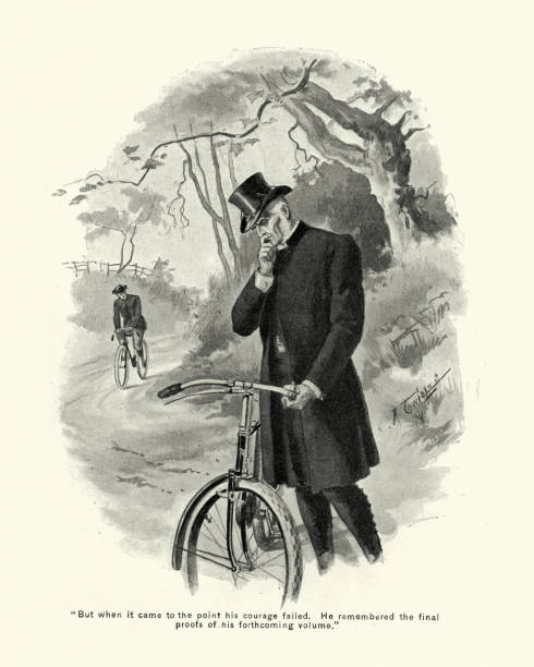 istock Senior man worried about riding a bicycle, Victorian, 1890s 1130572963
