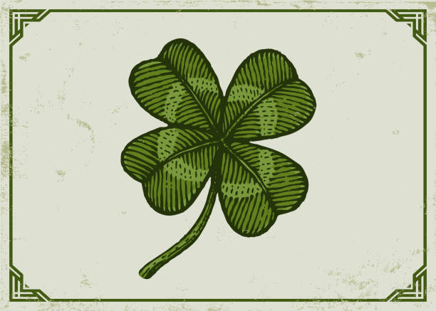 lucky clover vintage grün - celtic culture illustrations stock-grafiken, -clipart, -cartoons und -symbole