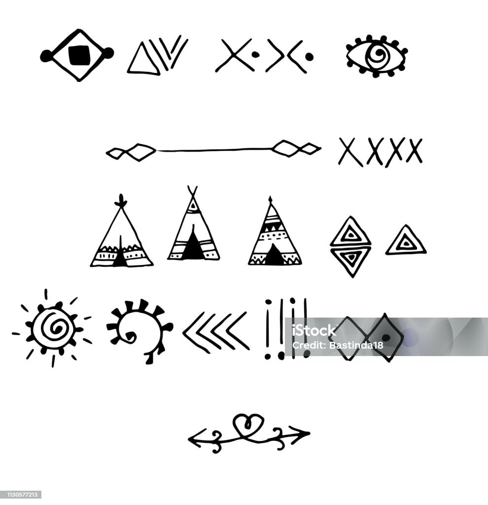 Tribe Cursive Tribal Doodle Hand Drawn Vector Stock Illustration - Download Image Now ...