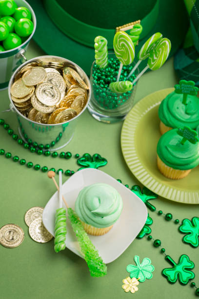 istock Cupcakes and Candy on Green Background for St. Patrick's Day 1130578459