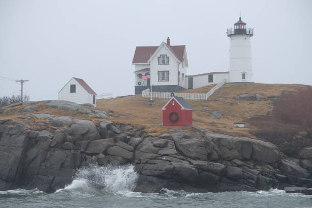 istock Rainstorm and gale force winds at the Nubble Lighthouse on Cape Neddick Maine 1130579919