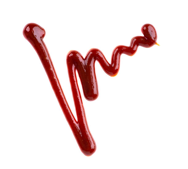 istock Barbecue sauce drop, isolated on white background. BBQ tomato sauce. Top view. 1130580161